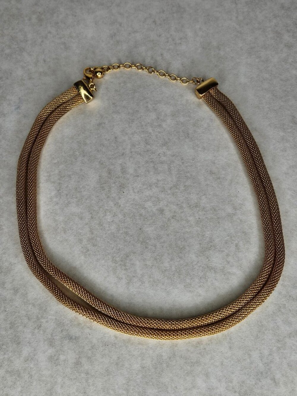 Vintage RoAn Gold Tone Double Braided Link Necklace Chain 16 Inches